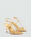 Mango Metallic Strap Sandals Gold In Gold