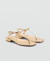 Mango Metallic Strap Sandals Gold In Gold