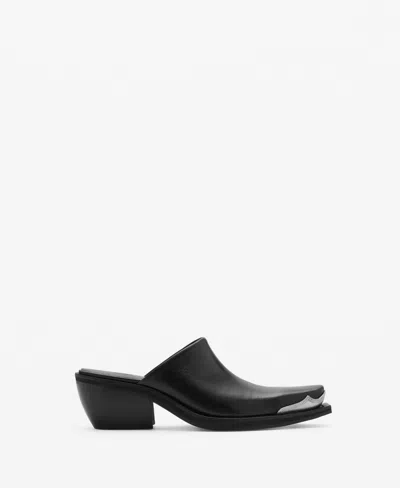 Mango Women's Metallic Toe Leather Shoes In Black