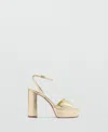 Mango Ankle Strap Platform Sandal In Gold