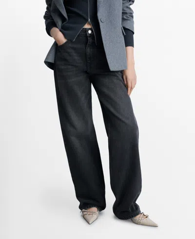 Mango Women's Miami Medium-rise Straight-fit Jeans In Black Denim