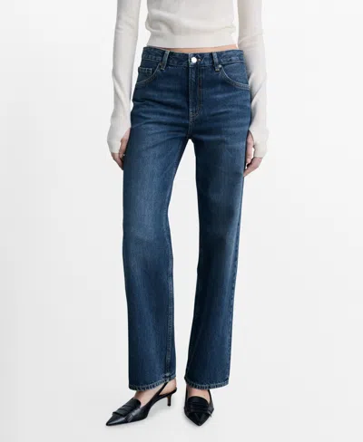 Mango Women's Miami Medium-rise Straight-fit Jeans In Dark Blue