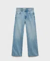 Mango High Waist Straight Leg Jeans In Light Blue