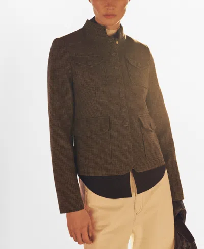 Mango Women's Micro Houndstooth Wool Jacket In Brown