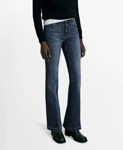 Mango Women's Mid-rise Flared Jeans In Dark Vintage Blue