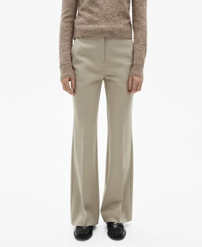 Mango Women's Mid-rise Flared Pants In Beige