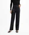 Mango High Waist Straight Leg Faux Leather Pants In Black