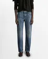 Mango Women's Mid-rise Straight Jeans In Dark Blue