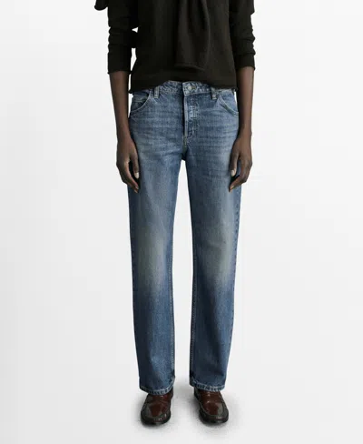 Mango Women's Mid-rise Straight Jeans In Dark Blue