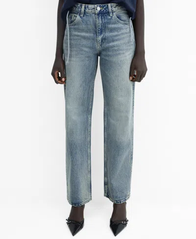 Mango Women's Mid-rise Straight Jeans In Open Blue