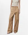 Mango Stretch Cotton Wide Leg Pants In Brown