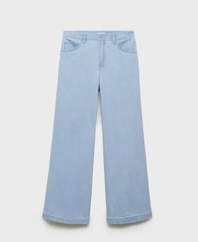 Mango Wide Leg Jeans In Blue