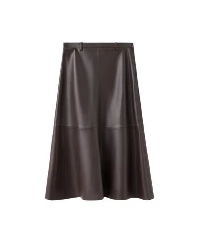 Mango Women's Midi A-line Faux Leather Skirt In Chocolate