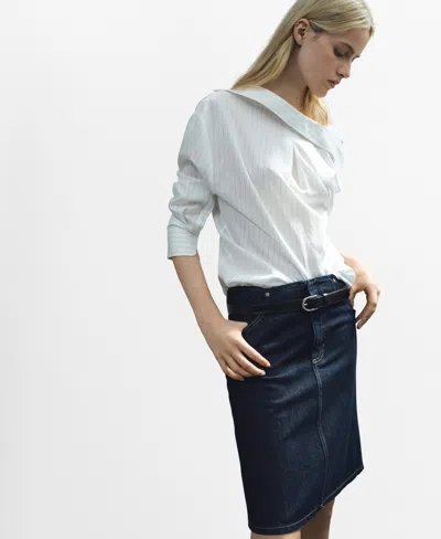 Mango Women's Midi Denim Skirt In White