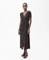 Mango Floral Print Midi Dress In Black