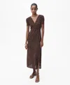 Mango Floral Print Midi Dress In Brown