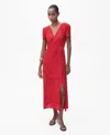 Mango Floral Print Midi Dress In Red