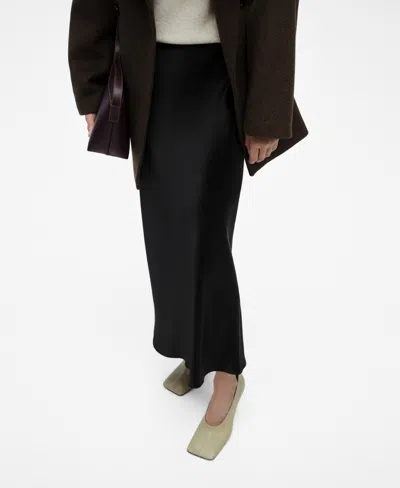 Mango Women's Midi Satin Skirt In Black