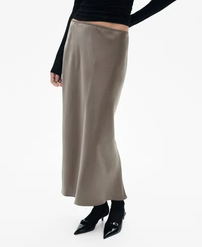 Mango Women's Midi Satin Skirt In Medium Brown