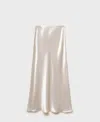 Mango Bias Cut Satin Midi Skirt In White