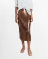 Mango Sequin Midi Skirt In Brown