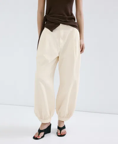 Mango Souffle Balloon Jeans In White