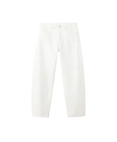 Mango Women's Mid-rise Balloon Raw-hem Jeans In White
