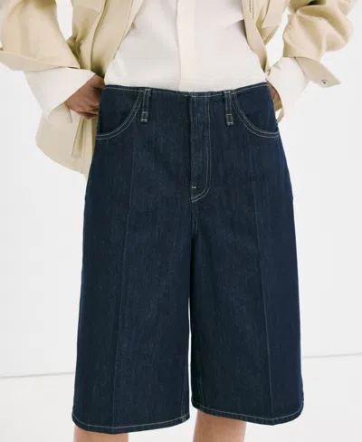 Mango Women's Mid-rise Denim Bermuda Jorts In Blue