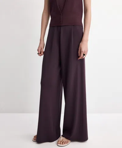 Mango Women's Mid-rise Knit Pants In Burgundy