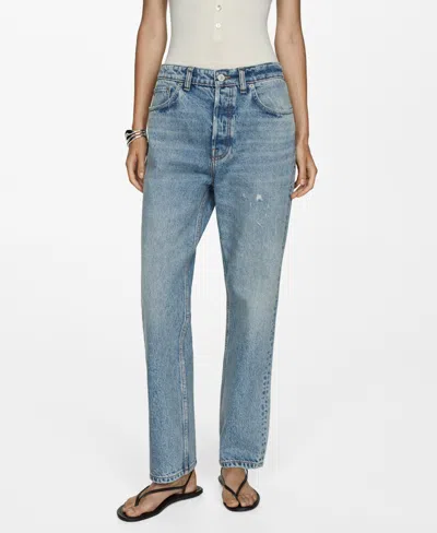 Mango Women's Millie Straight Mid-rise Jeans In Medium Blue
