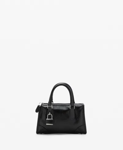 Mango Women's Mini Shiny Handles Handbag In Black