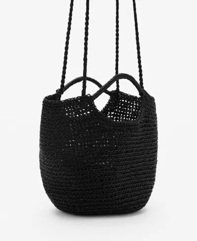 Mango Women's Mini Woven Crossbody Bag In Black