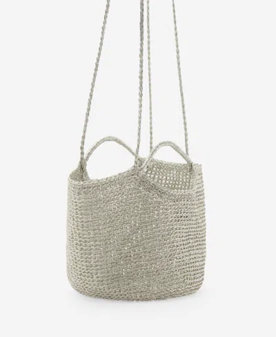 Mango Women's Mini Woven Crossbody Bag In Silver