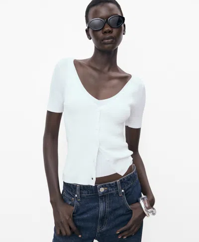 MANGO WOMEN'S MIXED RIBBED SWEATER