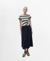 Mango Stripe Bodice Cotton Maxi Dress In Blue