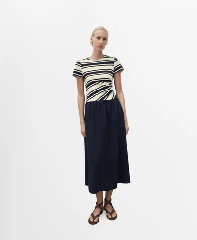 Mango Women's Mixed Striped Dress In Blue
