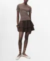 Mango Globi Stripe Layered Ruffle Dress In Brown