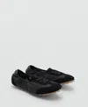 Mango Mixed Suede Trainers In Black