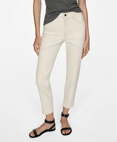 Mango Women's Mom Comfort High Rise Jeans In Off White