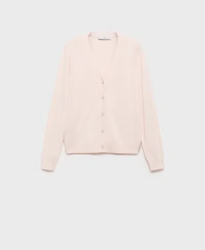 Mango Women's Mulberry Silk Blend Ribbed Cardigan Sweater In Pale Pink