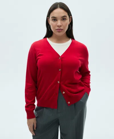 Mango Women's Mulberry Silk Blend Ribbed Cardigan Sweater In Red