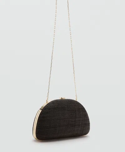 Mango Women's Natural Fiber Clutch Bag In Black