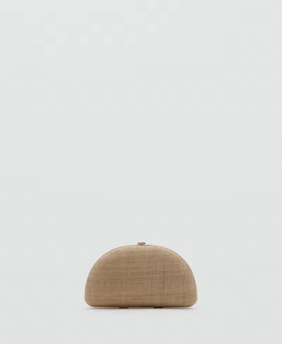 Mango Natural Fiber Clutch Bag In Beige