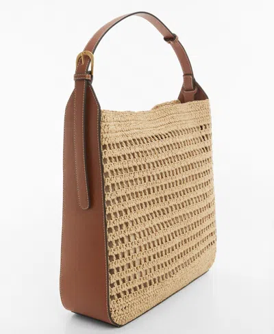 Mango Women's Natural Fiber Sack Bag In Brown