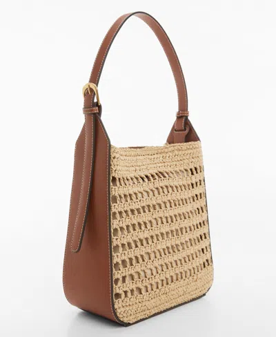 Mango Women's Natural Fiber Sack Bag In Brown