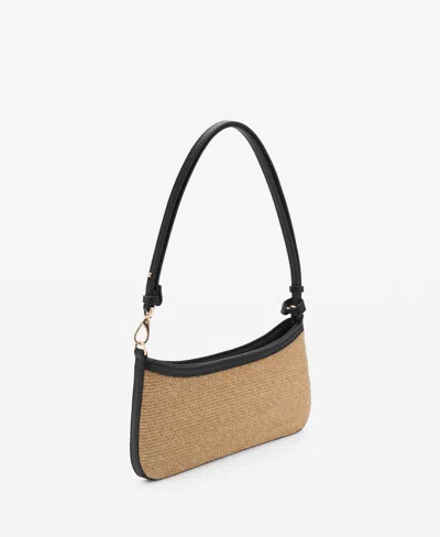 Mango Women's Natural Fiber Shoulder Bag In Black
