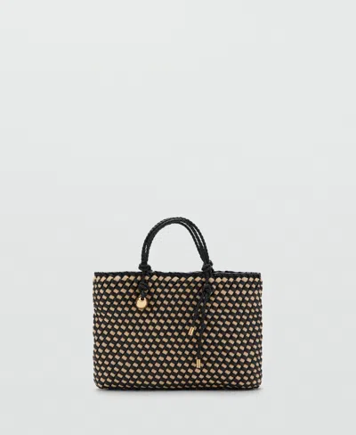 Mango Women's Natural Fiber Tote Bag In Black