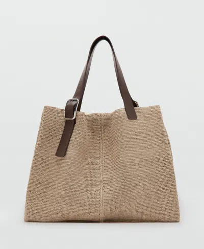 Mango Women's Natural-fiber Buckle Detail Shopper Bag In Light Beige