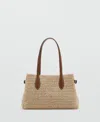 Mango Raffia Tote In Brown