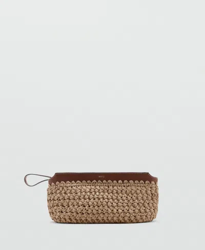 Mango Women's Natural-fiber Pouch In Beige